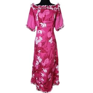 Vintage MD Fashion Hawaiian Dress M Pink Made in Hawaii USA Resort Vacation‎